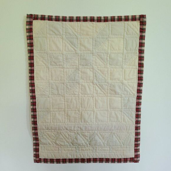 Christmas Mini Quilt Wall Hanging Table Topper Gift Bow and Trees Handmade VTG - Picture 2 of 10